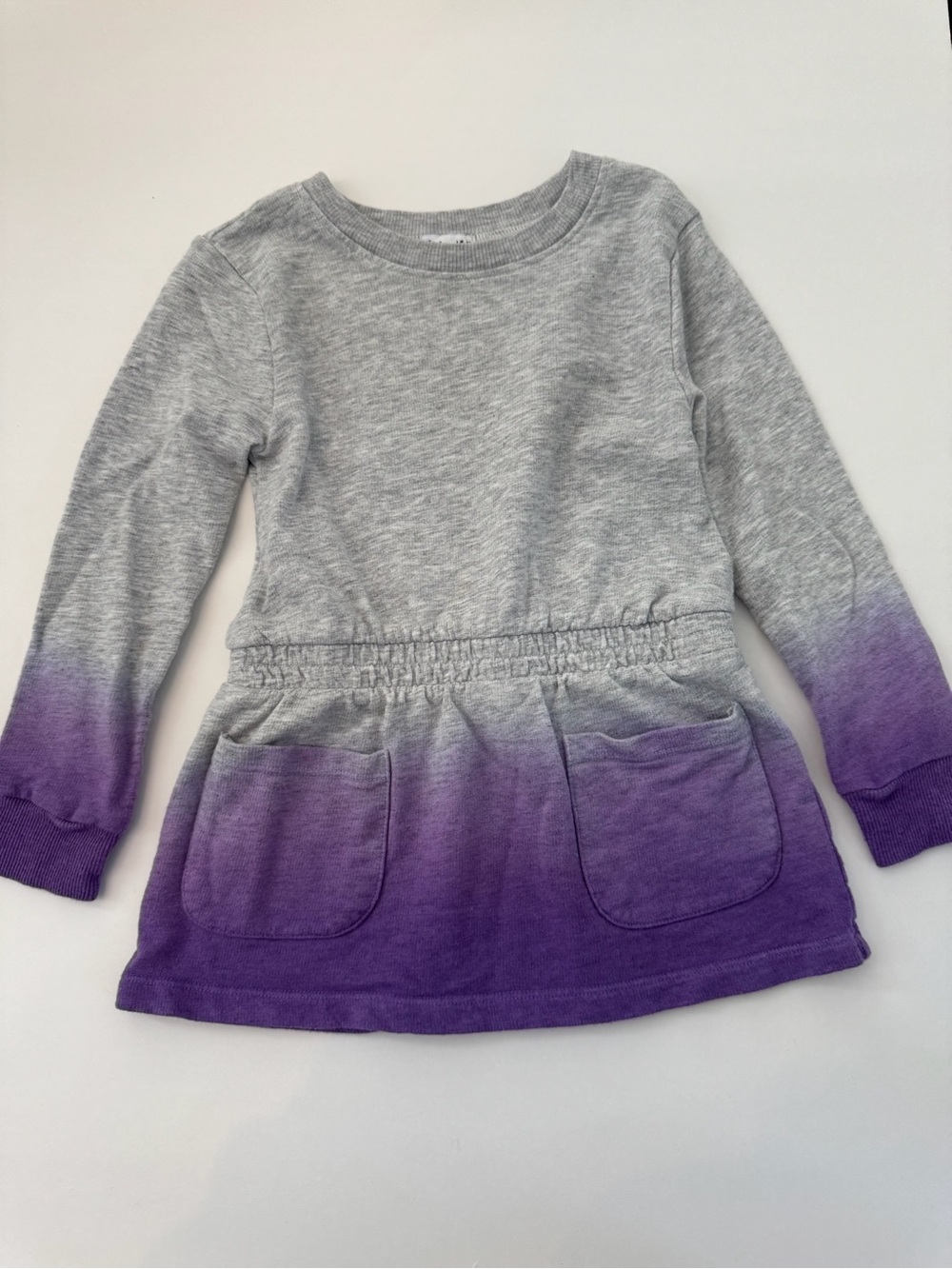 Splendid Grey to Purple Ombre Long Sleeve Pocket Dress